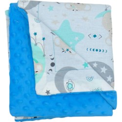 Κουβερτάκι μπεμπέ μίνκυ μπλε με βαμβακερό ύφασμα 1 x 1 m