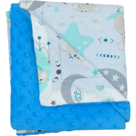 Κουβερτάκι μπεμπέ μίνκυ μπλε με βαμβακερό ύφασμα 1 x 1 m ()