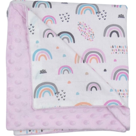 Κουβερτάκι μπεμπέ μίνκυ ροζ με βαμβακερό ύφασμα 1 x 1 m ()