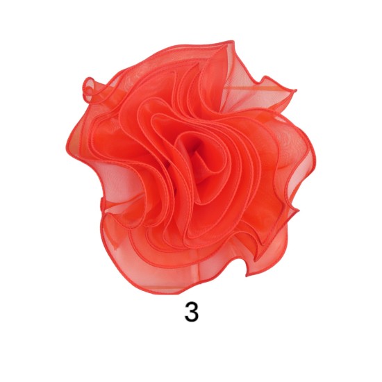 Μπουτονιέρα από οργαντίνα σε σχήμα λουλουδιού 3D με καρφίτσα 25cm ()