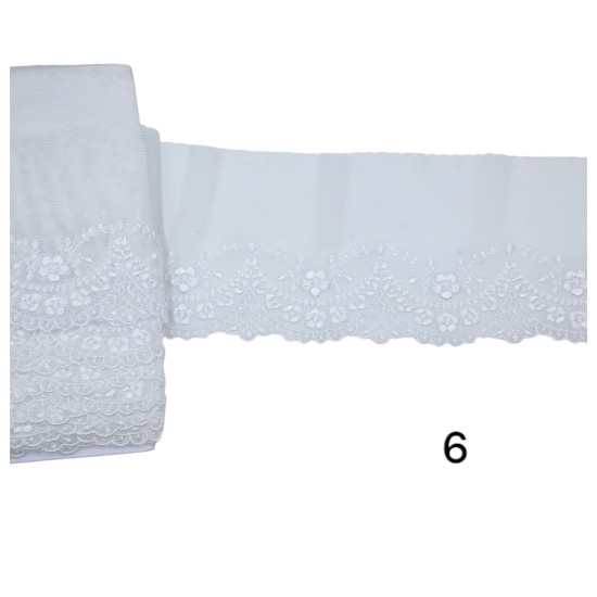 Δαντέλα σαντιγί Με Κέντημα Λουλουδιών (6 χρώματα) 6,5cm (106000)