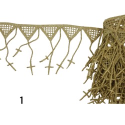 Δαντέλα τύπου λασέ με κρόσσι σταυρό σε 4 χρώματα 9cm