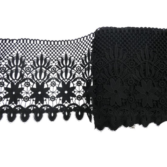 Δαντέλα κυπούρ φαρδιά μαύρη 23 cm ()