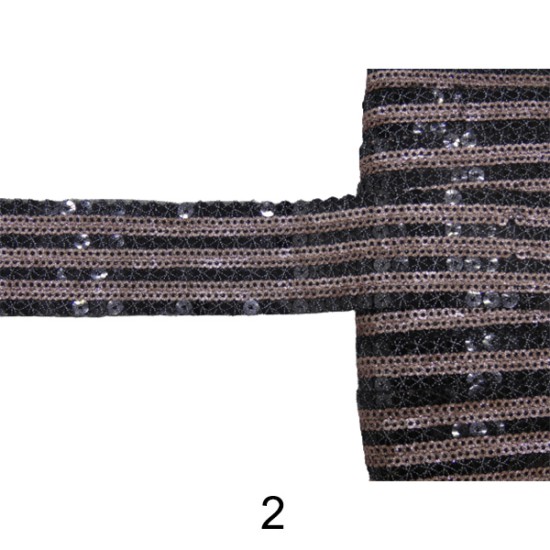 Κεντημένη τρέσα με παγιέτα σε 3 σχέδια 3.5cm (106560)
