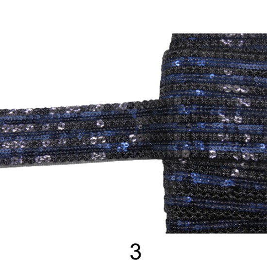 Κεντημένη τρέσα με παγιέτα σε 3 σχέδια 3.5cm (106561)