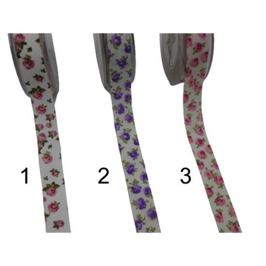 Κορδέλα φλοράλ 2.5 cm σε 6 χρώματα ()