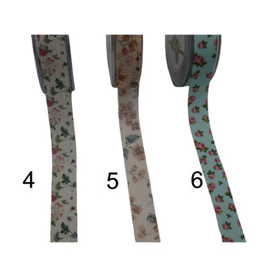 Κορδέλα φλοράλ 2.5 cm σε 6 χρώματα (93044)