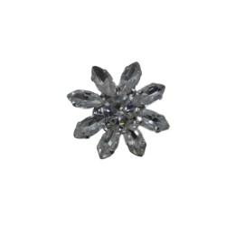 Μεταλλικό κουμπι σχέδιο λουλούδι με ιριδίζον πέτρες 2,5 cm