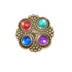 Κουμπί μόδας χρυσό με πολύχρωμες πέτρες 4 cm