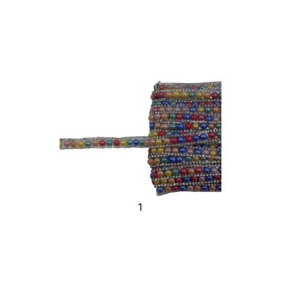 Τρέσα θερμοκολλητική με πε΄ρλες και στράς σε 3 χρώματα  1 cm ()