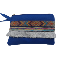 Tσαντάκι απο αδιαβροχοποιημένο ύφασμα μπλε στυλ μπόχο 19 x 13 cm