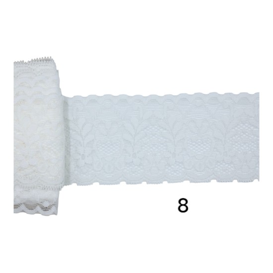 Δαντέλα ελαστική ματ με σχέδιο 6cm (6 χρώματα) (104989)