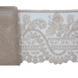 Δαντέλα γαλλική σαντιγί σε χρώμα μπεζ της άμμου 22,5 cm 