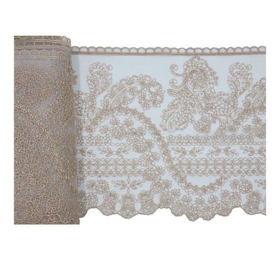 Δαντέλα γαλλική σαντιγί σε χρώμα μπεζ της άμμου 22,5 cm  ()