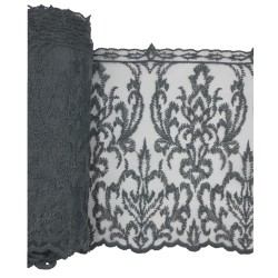 Δαντέλα γαλλική σαντιγί σε χρώμα γκρι μπλε 24,5 cm 