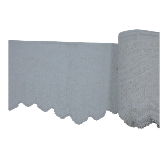 Δαντέλα γαλλική σαντιγί σε χρώμα λευκό 12 cm  ()