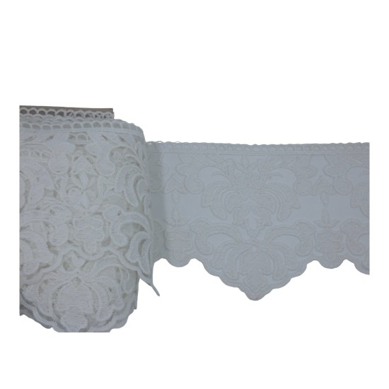 Δαντέλα γαλλική σαντιγί σε χρώμα λευκό 13 cm  ()