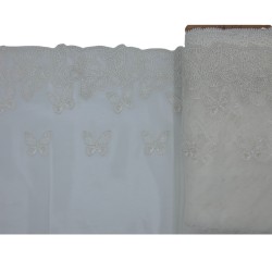 Δαντέλα γαλλική σαντιγί σε χρώμα ιβουάρ με σχέδιο πεταλούδες 23 cm 