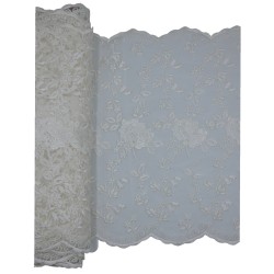 Δαντέλα γαλλική σαντιγί σε χρώμα ιβουάρ με σχέδιο λουλούδια 31 cm 