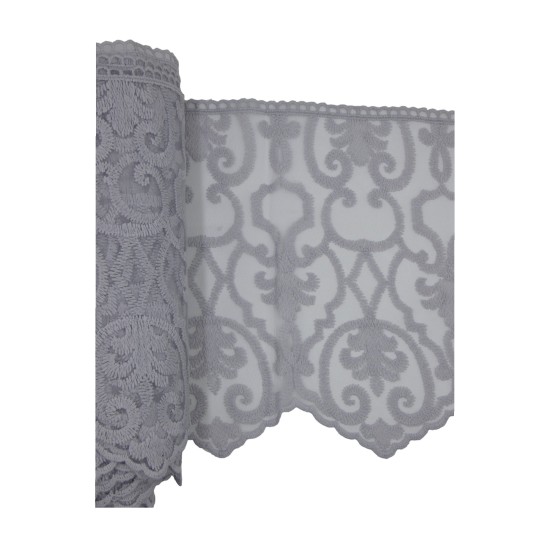 Δαντέλα γαλλική σαντιγί σε χρώμα γκρι 26 cm  ()