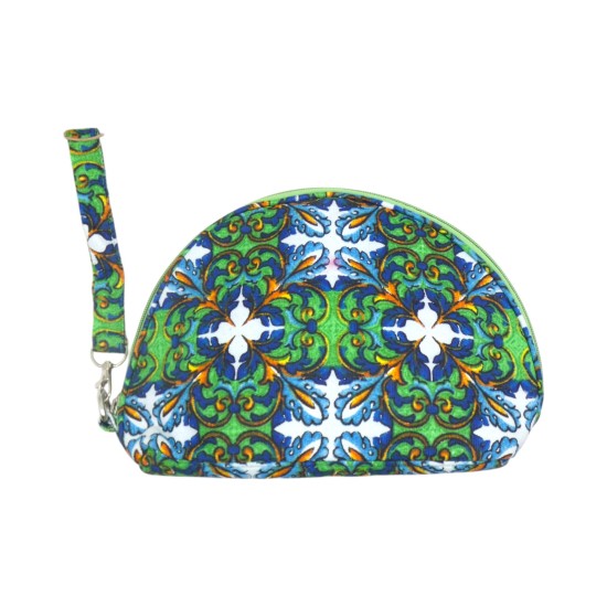 Tσαντάκι υφασμάτινο στυλ μπόχο με πράσινη λεπτομέρεια 25 x 17 cm ()