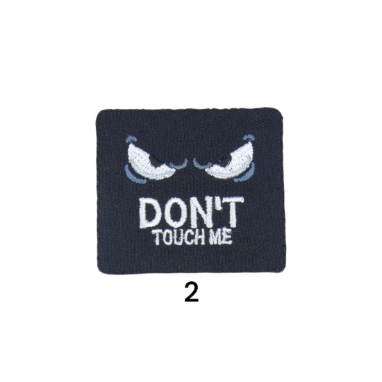 Θερμοκολλητικό μοτιφ dont touch me σε 3 χρώματα 5x4.5 cm (105495)