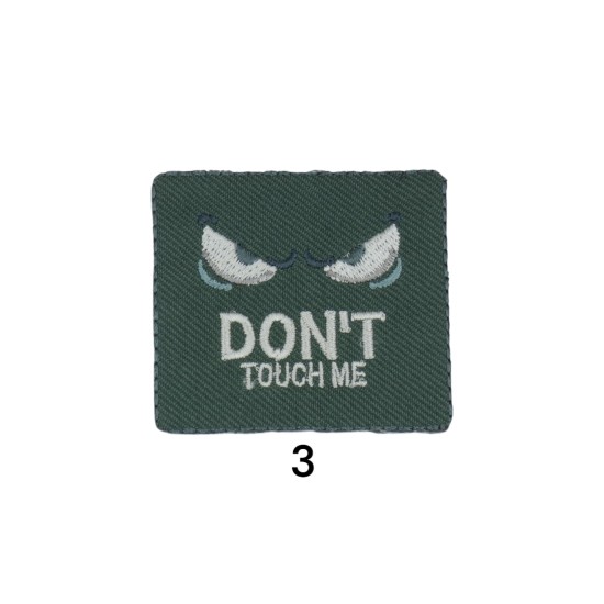 Θερμοκολλητικό μοτιφ dont touch me σε 3 χρώματα 5x4.5 cm (105496)