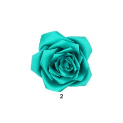 Μπουτονιέρα σατέν σε σχήμα λουλουδιού 3D με καρφίτσα σε τουρκουαζ χρωμα 12.5cm