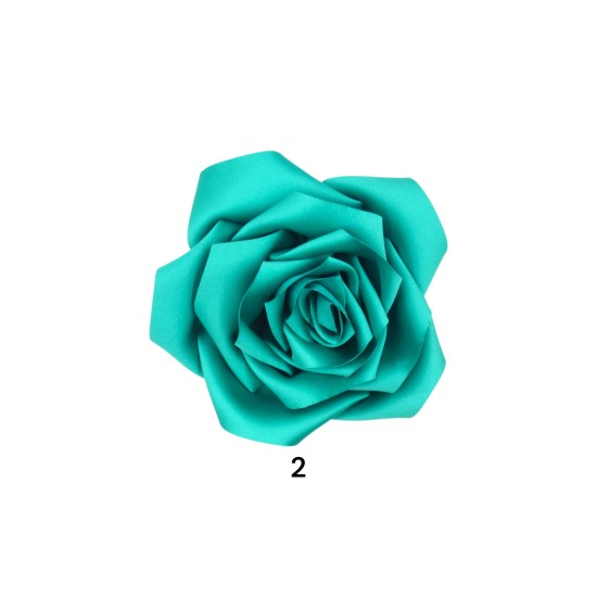 Μπουτονιέρα σατέν σε σχήμα λουλουδιού 3D με καρφίτσα σε τουρκουαζ χρωμα 12.5cm ()