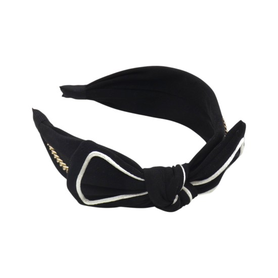 Στέκα με φιόγκο και αλυσιδάκι σε μαύρο χρώμα ()