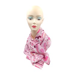 Φουλάρι εμπριμέ με χρυσή λεπτομέρεια ροζ 1,90 x 0.90