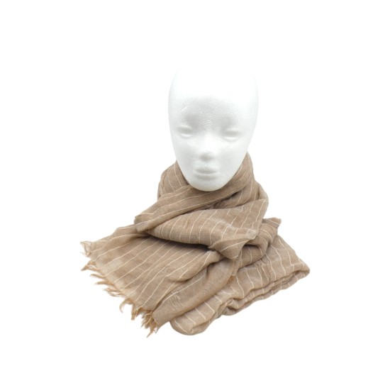 Φουλάρι γάζα με λευκή γραμμή σε χρώμα καφέ 2,00 x 1.00 ()