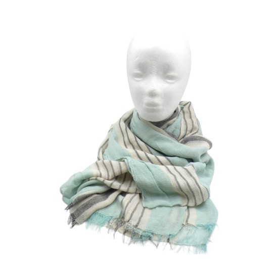 Φουλάρι γάζα ριγέ σε χρώμα τουρκουάζ 2,00 x 1.00 ()