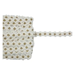 Τρέσα μάλλινη εκρού με χρυσά τρουκς 2cm