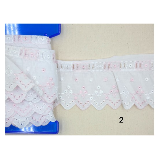 Ασπροκέντι βολαν με τρουτρου 9cm σε 3 χρώματα (105816)