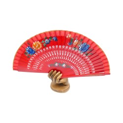 Βεντάλια με σκαλιστό σχέδιο, φλοράλ κόκκινη 23 cm Βεντάλια με σκαλιστό σχέδιο, φλοράλ κόκκινη 23 cm