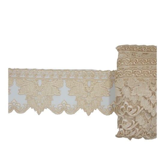 Μπεζ δαντέλα γαλλική σαντιγί 7 cm ()