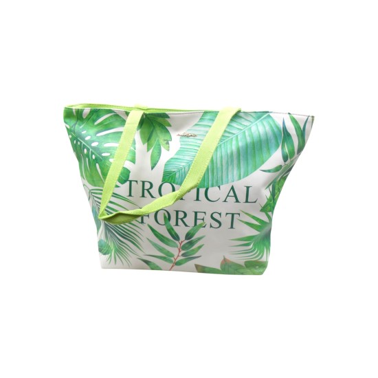 Τσάντα θαλάσσης με σχέδιο φύλλα 45 x 39 cm ()