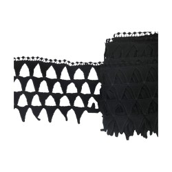 Κυπούρ δαντέλα με σχέδιο τρίγωνα μαύρη 10cm 
