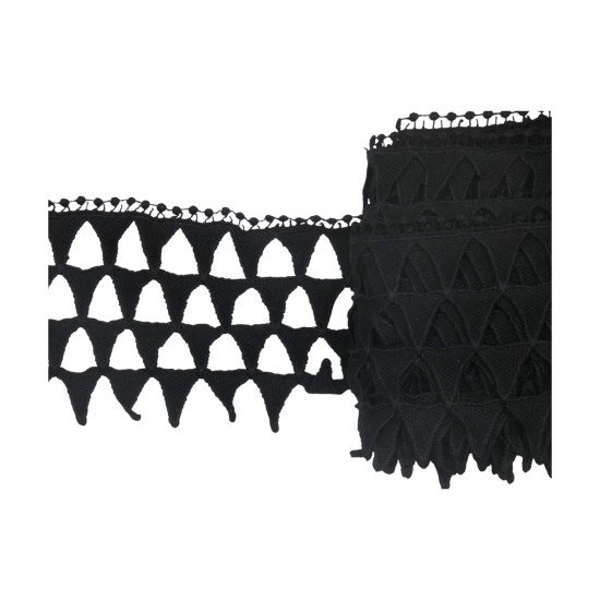 Κυπούρ δαντέλα με σχέδιο τρίγωνα μαύρη 10cm  ()