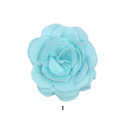 Μπουτονιέρα τζιν σε 2 χρώματα σχήμα λουλουδιού 3D με καρφίτσα 15,5cm