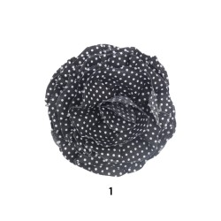 Μπουτονιέρα τζιν πουά σε 2 χρώματα σχήμα λουλουδιού 3D με καρφίτσα 13cm