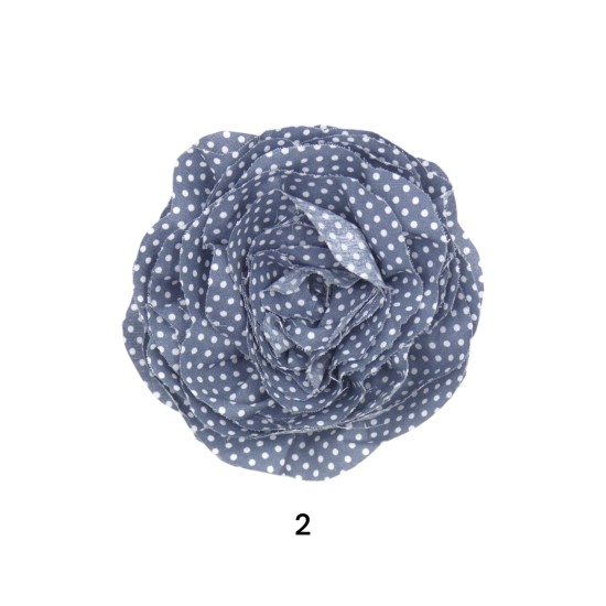 Μπουτονιέρα τζιν πουά σε 2 χρώματα σχήμα λουλουδιού 3D με καρφίτσα 13cm (112437)