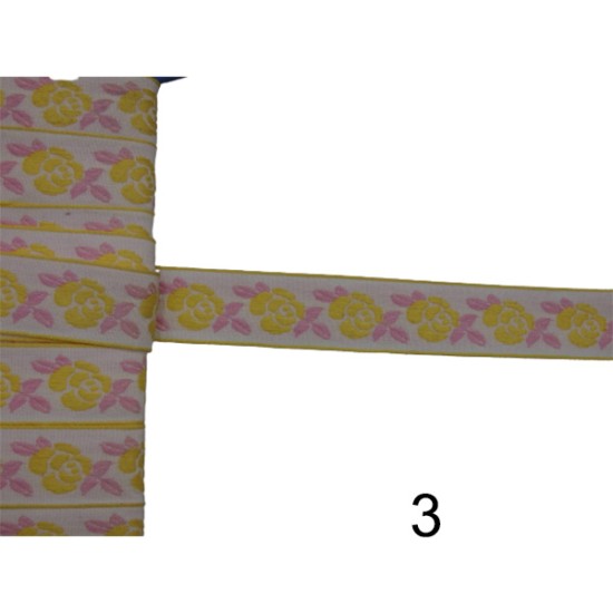 Κεντημένη τρέσα με λουλούδια σε 3 χρώματα 2cm (106883)