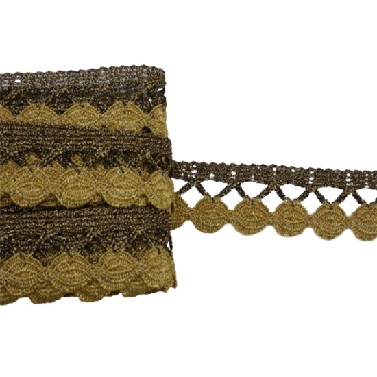 Δαντέλα σκούρο χρυσό με χρυσό τελείωμα 2cm ()