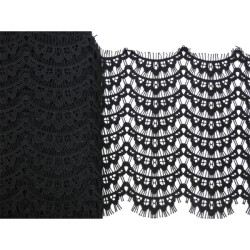 Δαντέλα κυπούρ φαρδιά μαύρη 24 cm