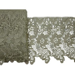 Δαντέλα κυπούρ φαρδιά χρυσή με λουλούδια