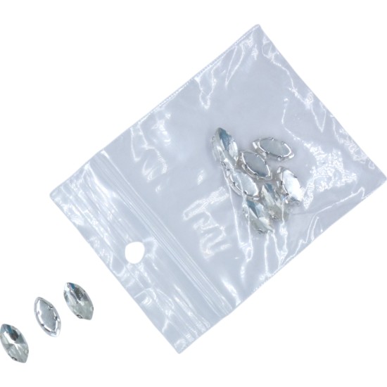 Ραφτές πέτρες στρας οβάλ με ασημί βάση 10x5 mm 10τμχ ()