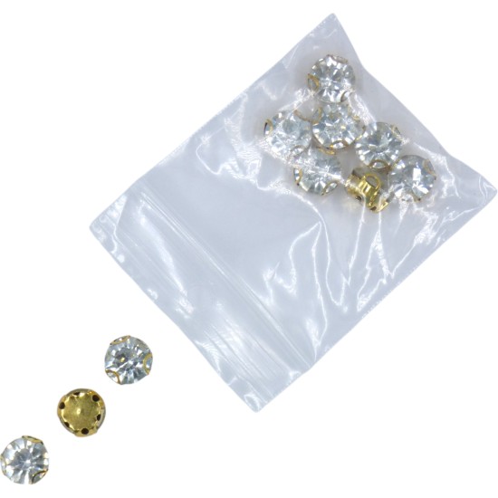 Ραφτές πέτρες στρας με χρυσή βάση 8mm 10τμχ ()