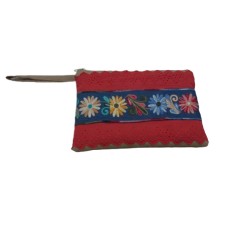 Βαμβακερό τσαντάκι στυλ μποχο με διακοσμητική τρέσα τζιν 